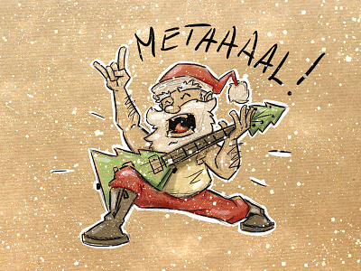 Merry Christmas!! christmas fun happy holiday merry metal rock santa sketch snow