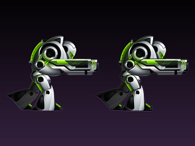 Game robot stuff bang cool game green light mean modern robot steel vector