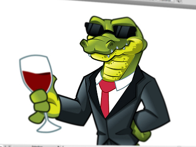 Gator mascot WIP aligator black cool glasses illustration mascot shades vector wine