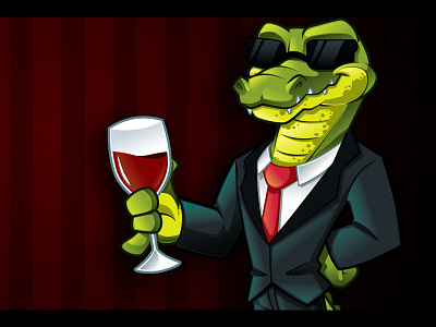 Gator mascot aligator black cool glasses illustration mascot shades vector wine