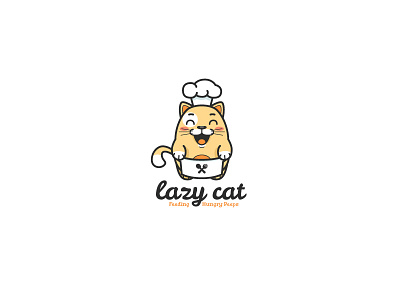 Lazy Cat cat chef cute food happy lazy simple smile vector