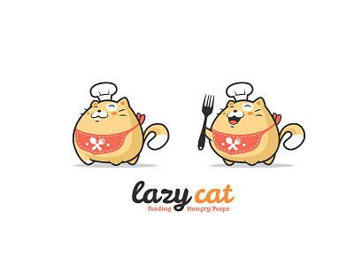 Lazy Cat no3 cat chef cute food happy lazy simple smile vector