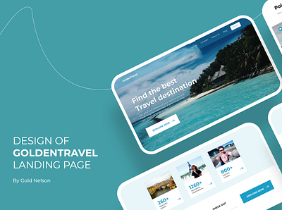 Golden Travel air design golden land landing page road sea transport travel ui ux water website