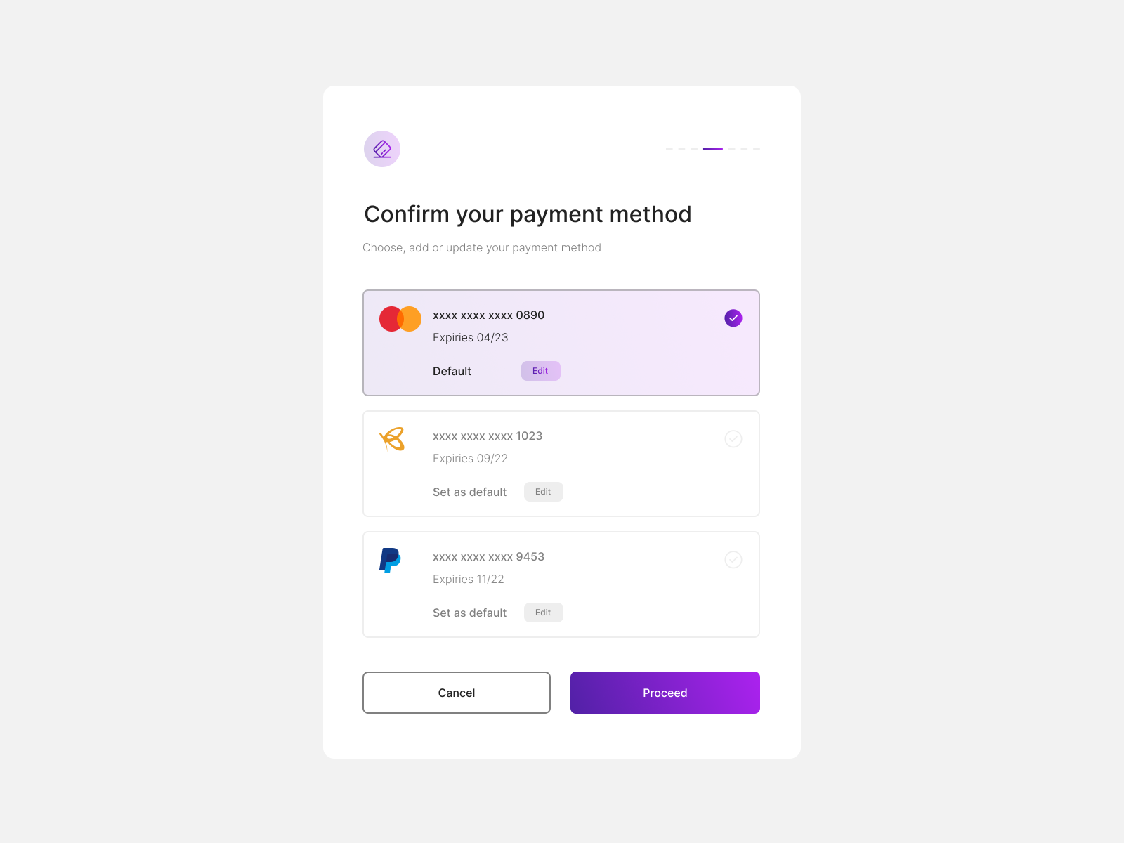 Payment Method by Gold Nelson on Dribbble