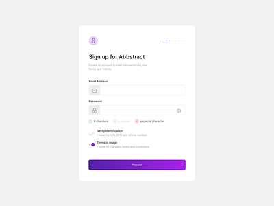 Sign up to Abbstract abbstract app design fintech payment registration sign up ui ux web design
