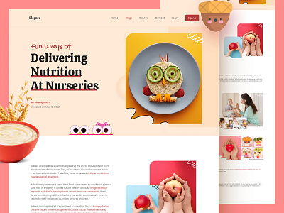 Nutrition landing page baby baby food blog blog design children diet diet program food foodie landing page health healthy food landing page nurseries nutrition ui ui experience uidesignhunt uiux ux web experience