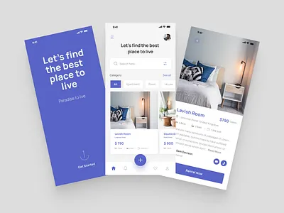 House Rental App Design - Mobile App apartments app design construction figma home rent house rent house rent app house rental app mobile app design real estate real estate agency rent app design rent home rent property rental app rental application rooms rent uidesignhunt villas