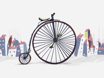 High Wheel - 1870 1870 bicycle bike high wheel history illustraion