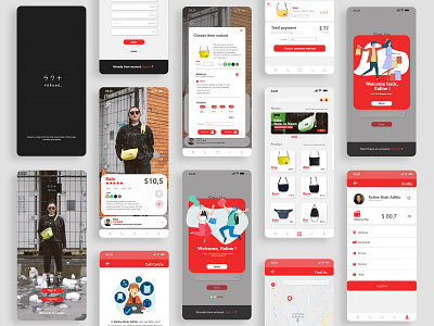 some pieces of the display of the mobile app rakuna app design illustration mobile app design ui ux web website