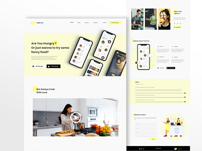 Landing Page for Food delivery app dailyui dailyuichallenge design flatdesign illustration mobile app design modern typography ui website