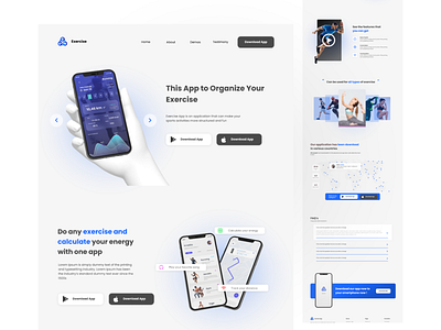 Landing Page for Exercise App branding dailyuichallenge design landingpage mobile app design modern ui ux web website