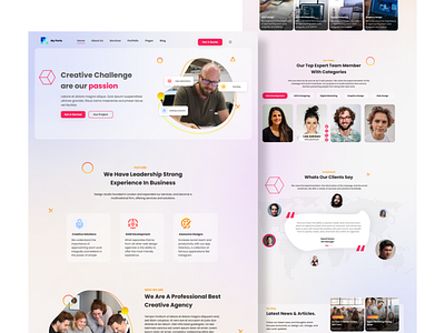 Home Page For Creative Agency beautiful creative agency dailyui dailyuichallenge design designer glasmorphism home page mobile app design modern page ui ux website