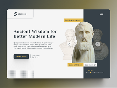 Stoicism Header Concept ancient education landing page stoicism ui design web design