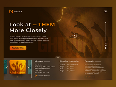 Ghidorah - Monarch Header Concept design godzilla header illustration landing page landingpage monster ui design webdesign