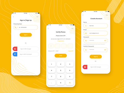 Signin / Signup - Screens 2020 android app app dailyui design ios minimal typography ui uiux