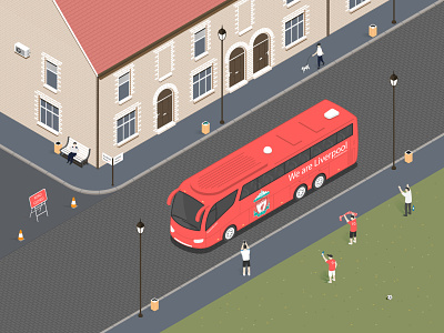Road to Anfield bus england isometric liverpool street