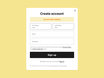 Sign Up Form product design ui ux web website design