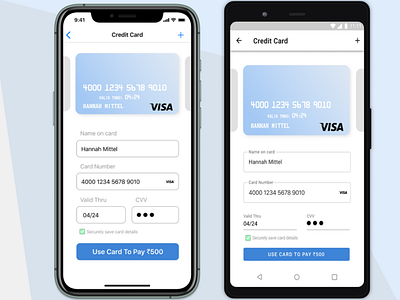 Credit card checkout page for iOS and Android 002 dailyui ui