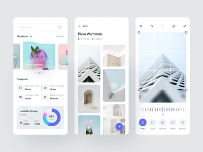 Photo Editing Mobile App album app design categories crop editing photo file manager file photo folder graphic storage mobile design photo photo editing search storage
