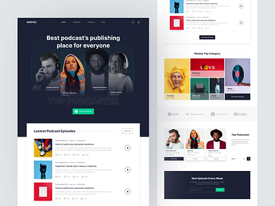 Ngepod - Podcast Playlist Landing Page category cta detail list grid grid category hero section landing page lastest episodes list podcast list podcaster play play podcast playlist podcast podcaster top podcaster
