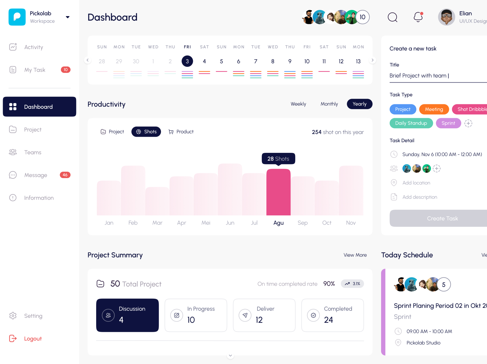 Task Management Dashboard by Alvin Elian for Pickolab Studio on Dribbble