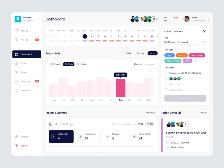 Task Management Dashboard by Alvin Elian for Pickolab Studio on Dribbble