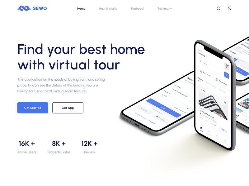 Sewo - Real Estate App Landing Page by Alvin Elian for Pickolab Studio ...
