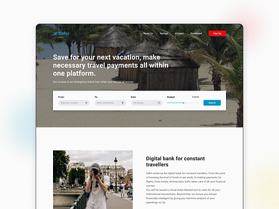 Landing Page | Safiri homepage design landing page design ui ui design ux design vacation visual design