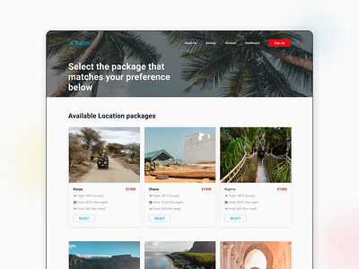 Select Location Package | Safiri design landing page design ui design ux design vacation design visual design