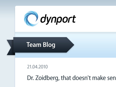 Company website for Dynport blog blue corporate website myriad pro unfinished projects