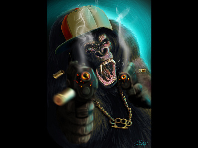 Kill ya design gangster gorilla illustration illustrator print