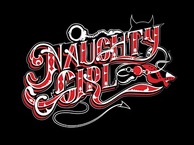 Naughty girl branding calligraphy design illustration lettering logo print typography vector