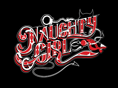 Naughty girl branding calligraphy design illustration lettering logo print typography vector