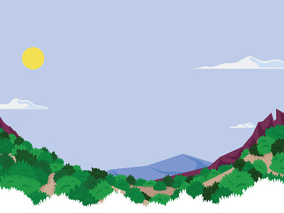 Shrublands landscape draw illustration ilustración matrushka mx ui vector