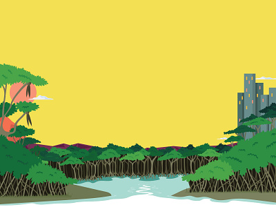 Mangrove landscape draw illustration ilustración matrushka mx ui vector