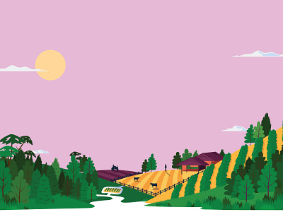 Forest landscape draw illustration ilustración matrushka mx vector