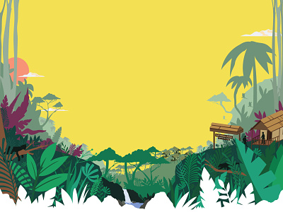 Jungle landscape draw illustration ilustración matrushka mx vector
