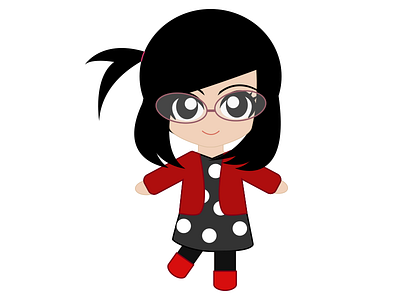 Hello Dribbble! character cute illustration leilaling polka dots vector