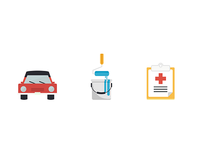 Unused Icons car clipboard flat icons illustrations medical paint paint bucket vector