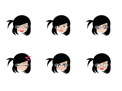 Leila Emoji (Set B) blush character cute drool emoji emoticon expression happy kawaii kiss leilaling
