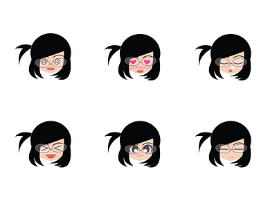Leila Emoji (Set C) character cute dizzy emoji expression kawaii leilaling lovestruck sleepy tears