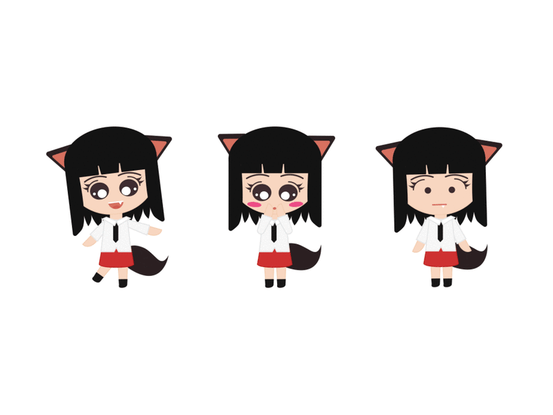 Wolfie Sticker Sheet (Up-close full body) aftereffects animated character cute design gif imo stickers