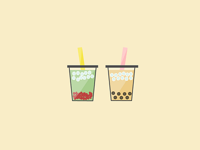 Food Fav: Bubble Tea azuki bubble tea drinks ice illustration matcha straws vector
