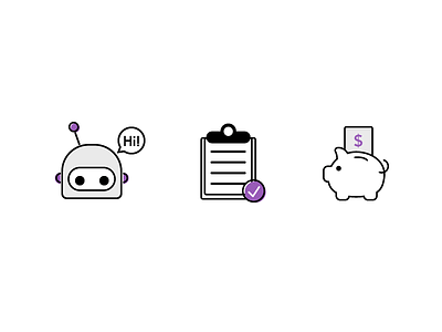 Icons for Pitch Deck ai bank clipboard icons illustration money payroll pig piggy bank progress robot vector
