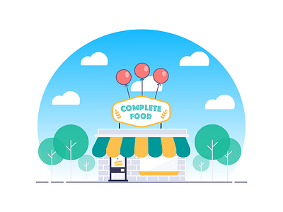 Complete Food balloons grocery grocery store illustration popspots store vector