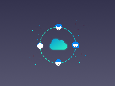 The Cloud characters cloud connect gradient illustration people vector