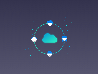 The Cloud characters cloud connect gradient illustration people vector