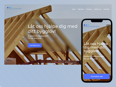 Blygossbyran - One Page Website architecture building permit construction glassmorphism minimal mobile one page responsive simple web design