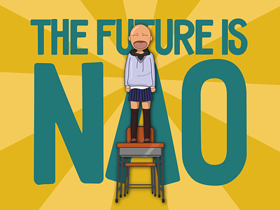 The future is Nao! ai blue character characterdesign fanart flat illustration illustrator vector yellow