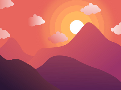 Sunset Illustration apstract art article background cosmos creative creative design drawing galaxy illustration landscape mountain nasa sky space illustration sun sunrise sunset sunshine ui